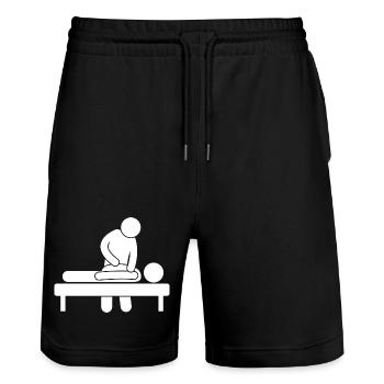 Physiothérapeute kinésithérape - Short de jogging bio TRAINER Stanley/Stella unisexe - noir - Devant - Nik (191cm) & Marisol (170cm)