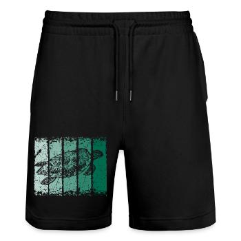 Schildkröte - Stanley/Stella Unisex Bio Joggingshorts Trainer  - Schwarz - Vorne - Nik (191cm) & Marisol (170cm)