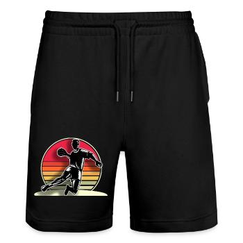 Handball Handballer - Stanley/Stella Unisex Bio Joggingshorts Trainer  - Schwarz - Vorne - Nik (191cm) & Marisol (170cm)