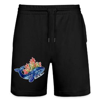 Wal Illustration mit Korallen | Schütze das Meer - Stanley/Stella Unisex Bio Joggingshorts Trainer  - Schwarz - Vorne - Nik (191cm) & Marisol (170cm)