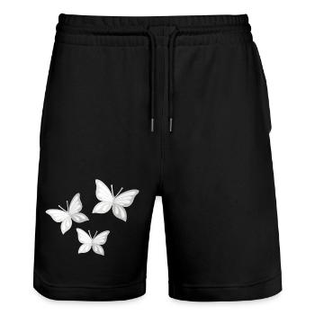 butterfly; Butterfly - Stanley/Stella Trainer Unisex Organic Jogging Shorts - black - Front - Nik (191cm) & Marisol (170cm)