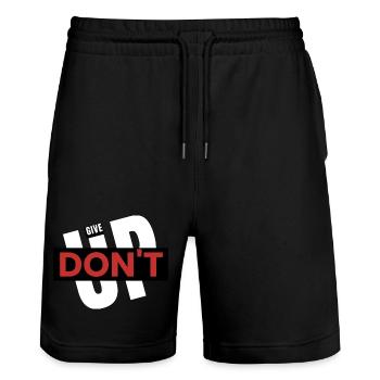 'Don't give up' gift, sports motivation - Stanley/Stella Trainer Unisex Organic Jogging Shorts - black - Front - Nik (191cm) & Marisol (170cm)
