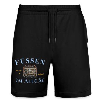 Füssen im Allgäu, Altstadt, Fassade Stadtapotheke - Stanley/Stella Unisex Bio Joggingshorts Trainer  - Schwarz - Vorne - Nik (191cm) & Marisol (170cm)