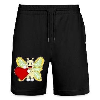 Coeur de papillon - Short de jogging bio TRAINER Stanley/Stella unisexe - noir - Devant - Nik (191cm) & Marisol (170cm)