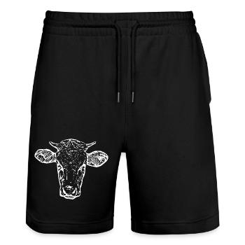 drôle vache tête de vache blanc cadeau fermier - Short de jogging bio TRAINER Stanley/Stella unisexe - noir - Devant - Nik (191cm) & Marisol (170cm)