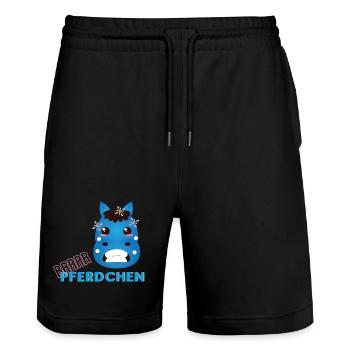 ! Brrr Pferdchen - Winter Pony - Stanley/Stella Unisex Bio Joggingshorts Trainer  - Schwarz - Vorne - Nik (191cm) & Marisol (170cm)