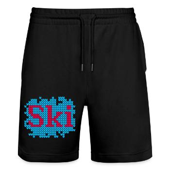 Ski Strick Hüttenzauber stricken Skiurlaub Fan - Stanley/Stella Unisex Bio Joggingshorts Trainer  - Schwarz - Vorne - Nik (191cm) & Marisol (170cm)