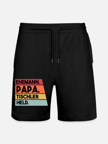 Ehemann Papa Beruf Tischler Held - Stanley/Stella Unisex Bio Joggingshorts Trainer  - Schwarz