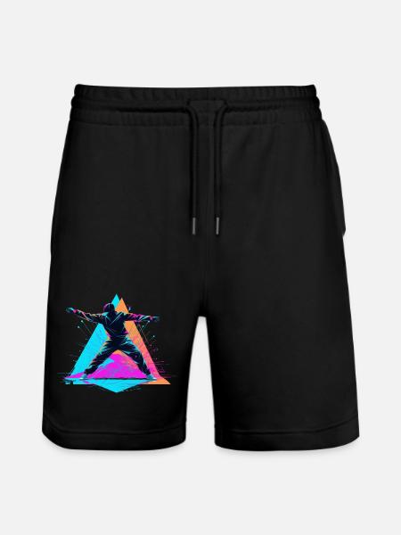 Retro Farben Breakdance - Stanley/Stella Unisex Bio Joggingshorts Trainer - Schwarz