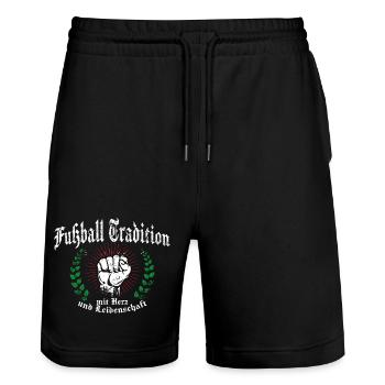 Fußball Tradition Ultras - Stanley/Stella Unisex Bio Joggingshorts Trainer  - Schwarz - Vorne - Nik (191cm) & Marisol (170cm)