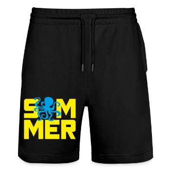Sommer Oktopus Tischenfisch Urlaub Ferien Meer - Stanley/Stella Unisex Bio Joggingshorts Trainer  - Schwarz - Vorne - Nik (191cm) & Marisol (170cm)
