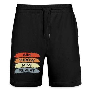 Aim Throw Miss Repeat - Stanley/Stella Trainer Unisex Organic Jogging Shorts - black - Front - Nik (191cm) & Marisol (170cm)
