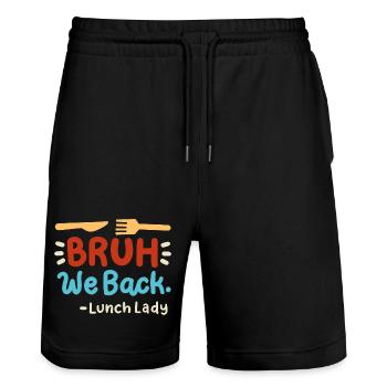 Mittagessen Zurück zur Schule - Stanley/Stella Unisex Bio Joggingshorts Trainer  - Schwarz - Vorne - Nik (191cm) & Marisol (170cm)