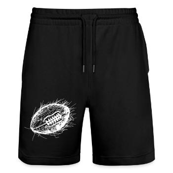 Croquis de ballon de football - Short de jogging bio TRAINER Stanley/Stella unisexe - noir - Devant - Nik (191cm) & Marisol (170cm)