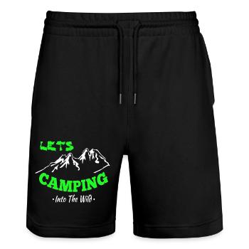 Camping Zelten Erlebnis in der Wildnis - Stanley/Stella Unisex Bio Joggingshorts Trainer  - Schwarz - Vorne - Nik (191cm) & Marisol (170cm)