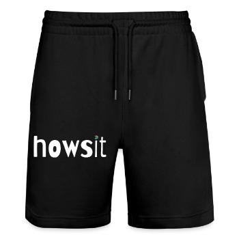 howsit - Stanley/Stella Trainer Unisex Organic Jogging Shorts - black - Front - Nik (191cm) & Marisol (170cm)