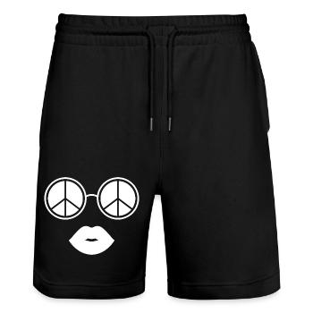Peace and Lips / Peace Glasses and Lips - Short de jogging bio TRAINER Stanley/Stella unisexe - noir - Devant - Nik (191cm) & Marisol (170cm)