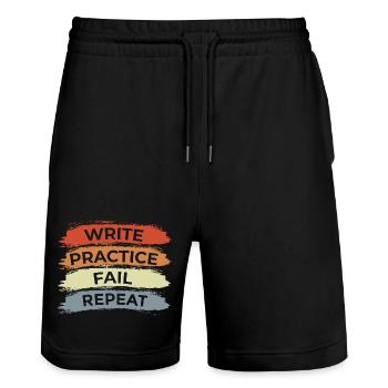 Trompete Motivation - Stanley/Stella Unisex Bio Joggingshorts Trainer  - Schwarz - Vorne - Nik (191cm) & Marisol (170cm)