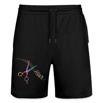 Bunte Friseurschere mit Schwung – Kreativer Style - Stanley/Stella Unisex Bio Joggingshorts Trainer  - Schwarz - Vorne - Nik (191cm) & Marisol (170cm)