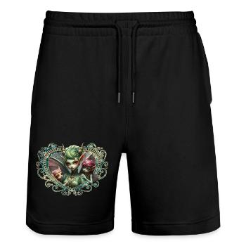 The three fairies, companions of the magical heart - Stanley/Stella Trainer Unisex Organic Jogging Shorts - black - Front - Nik (191cm) & Marisol (170cm)