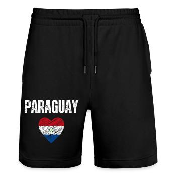 J’aime le Paraguay, drapeau du Paraguay - Short de jogging bio TRAINER Stanley/Stella unisexe - noir - Devant - Nik (191cm) & Marisol (170cm)