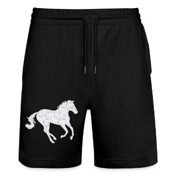 White horse galloping - Stanley/Stella Trainer Unisex Organic Jogging Shorts - black - Front - Nik (191cm) & Marisol (170cm)