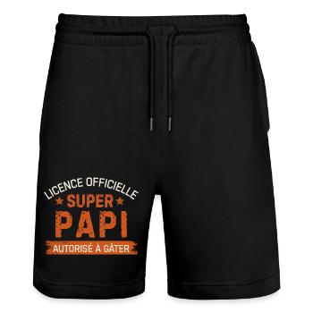 Offiziell lizenziertes Super-Opa Personalisiertes Geschenk - Stanley/Stella Unisex Bio Joggingshorts Trainer  - Schwarz - Vorne - Nik (191cm) & Marisol (170cm)