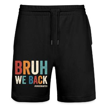 Brother, we support the first day of school in the #K - Stanley/Stella Trainer Unisex Organic Jogging Shorts - black - Front - Nik (191cm) & Marisol (170cm)