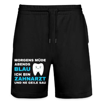 Zahnarzt Zahnhygieniker Zahnarztpraxis stomatologe - Stanley/Stella Unisex Bio Joggingshorts Trainer  - Schwarz - Vorne - Nik (191cm) & Marisol (170cm)