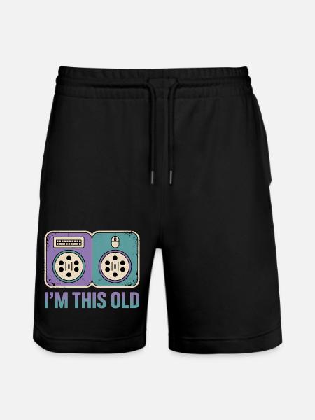 I'm this old - Funny Nerd T-Shirt - Stanley/Stella Trainer Unisex Organic Jogging Shorts - black
