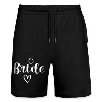 Bride - Stanley/Stella Unisex Bio Joggingshorts Trainer  - Schwarz - Vorne - Nik (191cm) & Marisol (170cm)