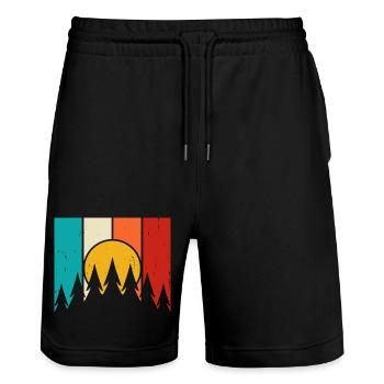 Wandern Wanderer Bergsteiger Geschenk - Stanley/Stella Unisex Bio Joggingshorts Trainer  - Schwarz - Vorne - Nik (191cm) & Marisol (170cm)