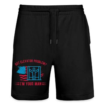 Technicien ascenseur Je suis ton homme Ingénieur USA Gift - Short de jogging bio TRAINER Stanley/Stella unisexe - noir - Devant - Nik (191cm) & Marisol (170cm)