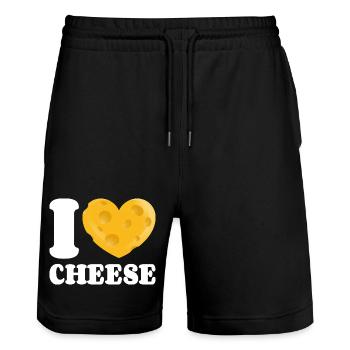 J’adore le fromage J’adore le fromage Un amateur de fromage Accro au fromage - Short de jogging bio TRAINER Stanley/Stella unisexe - noir - Devant - Nik (191cm) & Marisol (170cm)