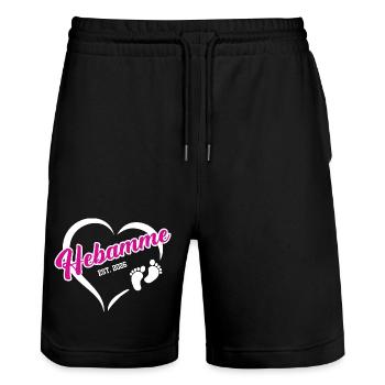 Midwife 2026 Profession Midwifery Studies Obstetrics - Stanley/Stella Trainer Unisex Organic Jogging Shorts - black - Front - Nik (191cm) & Marisol (170cm)