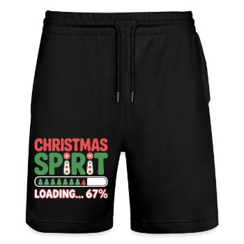 Christmas Spirit Loading 67% – Festive Humor - Short de jogging bio TRAINER Stanley/Stella unisexe - noir - Devant - Nik (191cm) & Marisol (170cm)