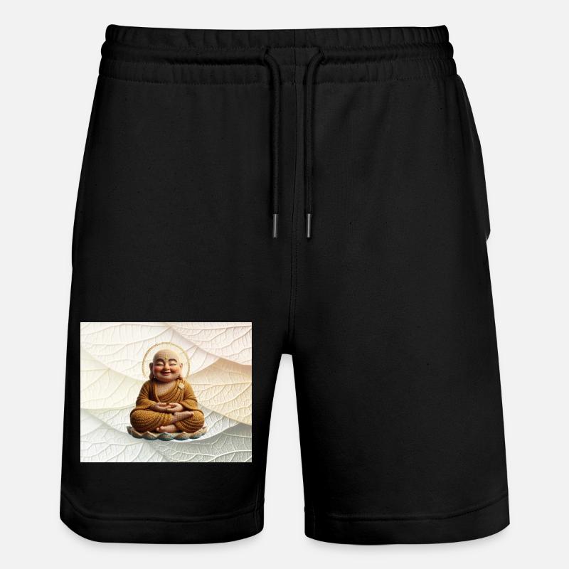Buddha auf Blattmuster - Stanley/Stella Unisex Bio Joggingshorts Trainer  - Schwarz