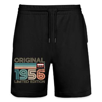 70 Years 70th Anniversary 1956 Original Vintage - Stanley/Stella Trainer Unisex Organic Jogging Shorts - black - Front - Nik (191cm) & Marisol (170cm)