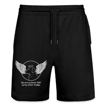 Labrador Engel im Hundehimmel Trauer Abschied - Stanley/Stella Unisex Bio Joggingshorts Trainer  - Schwarz - Vorne - Nik (191cm) & Marisol (170cm)