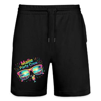 Malle Party Crew Mallorca Sommerparty - Stanley/Stella Unisex Bio Joggingshorts Trainer  - Schwarz - Vorne - Nik (191cm) & Marisol (170cm)