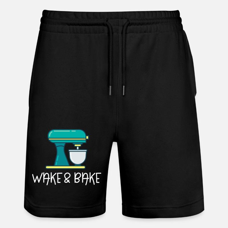 Aufwachen und Backen - Stanley/Stella Unisex Bio Joggingshorts Trainer  - Schwarz