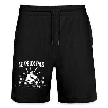 Roller Patin Humour J’AI Patin J'Peux Pas J'Ai Pat - Short de jogging bio TRAINER Stanley/Stella unisexe - noir - Devant - Nik (191cm) & Marisol (170cm)
