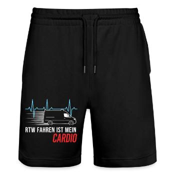 RTW Ambulanz Rettungswagen Rettungsdienst Sanität - Stanley/Stella Unisex Bio Joggingshorts Trainer  - Schwarz - Vorne - Nik (191cm) & Marisol (170cm)