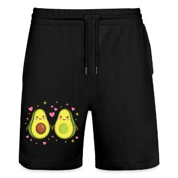 Avocado Love – La moitié parfaite - Short de jogging bio TRAINER Stanley/Stella unisexe - noir - Devant - Nik (191cm) & Marisol (170cm)