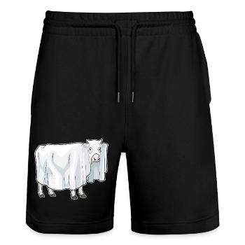 Vache Halloween fantôme - Short de jogging bio TRAINER Stanley/Stella unisexe - noir - Devant - Nik (191cm) & Marisol (170cm)