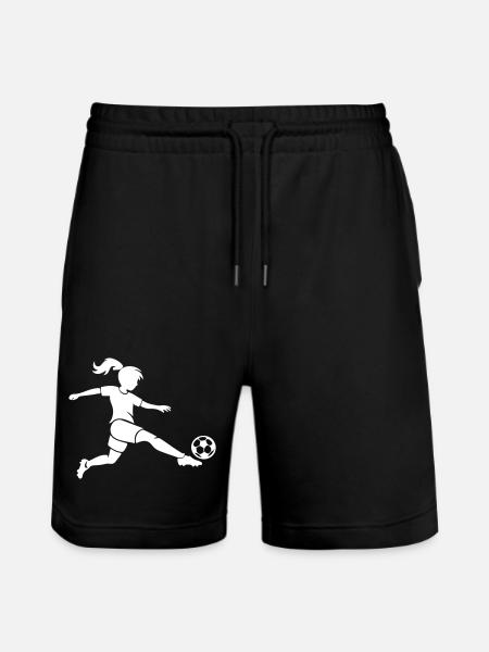 Fussballerin Fussball Silhouette - Stanley/Stella Unisex Bio Joggingshorts Trainer  - Schwarz