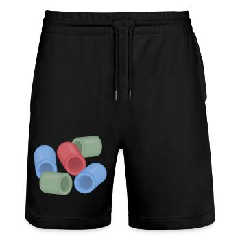 Abstract Color Capsules Ironing Beads - Stanley/Stella Trainer Unisex Organic Jogging Shorts - black - Front - Nik (191cm) & Marisol (170cm)