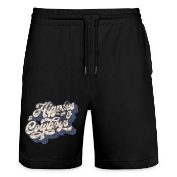 For the Hippies & the Cowboys - Stanley/Stella Trainer Unisex Organic Jogging Shorts - black - Front - Nik (191cm) & Marisol (170cm)