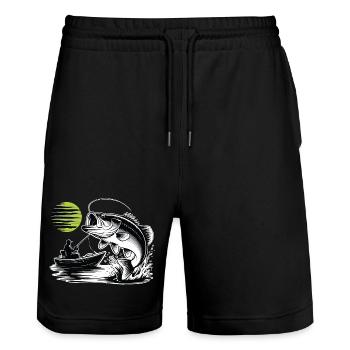 Pêche Sportive Black Bass Nautisme Lune Vintage - Short de jogging bio TRAINER Stanley/Stella unisexe - noir - Devant - Nik (191cm) & Marisol (170cm)