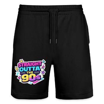 Straight Outta the 90s - Stanley/Stella Unisex Bio Joggingshorts Trainer  - Schwarz - Vorne - Nik (191cm) & Marisol (170cm)